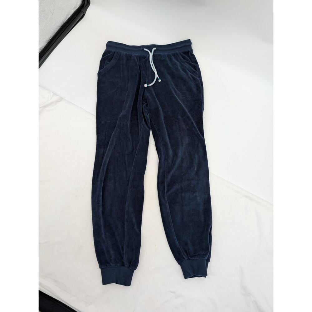 Marine Layer XS Velour Jogger Pants Navy Blue Drawstring Waist Pull On Casual